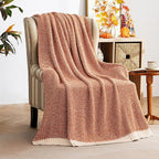 MIULEE Fall Burnt Orange Super Soft Throw Blanket for Bed, Twin Size Cozy Fluffy Warm Blankets Knit Blankets for Couch, Sofa, Chair, Living Room, Camping, Picnic, 60 x 80 inch