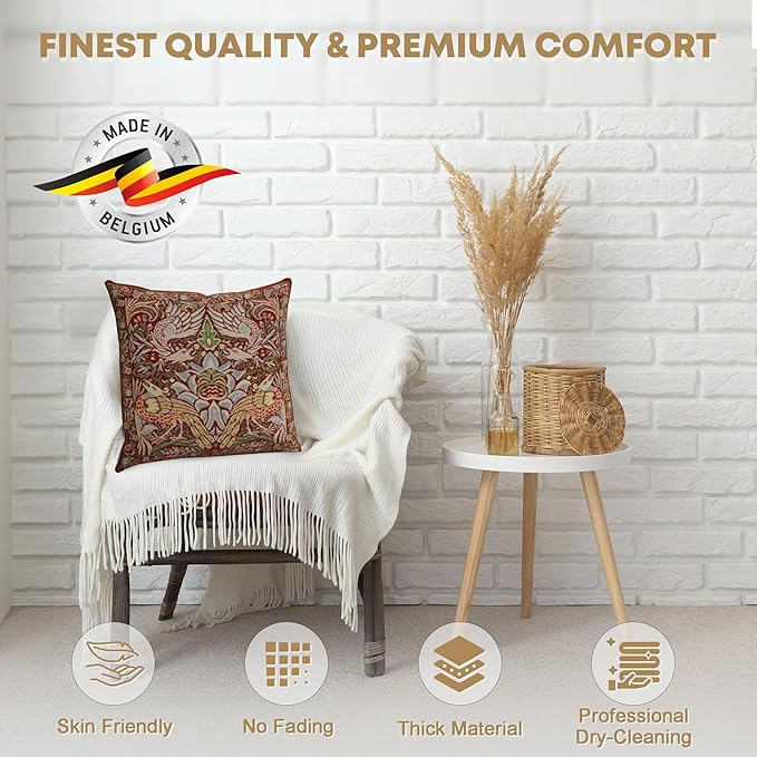 Charlotte Home Furnishings Throw Pillow Covers 16x16 in, Red Dragon Decorative Couch Pillow Covers, Boho Decor European Tapestry Cushion Cases, Living Room Cozy Home Decor, Jacquard Woven Soft Cotton