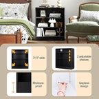 3-Tier Metal Open Shelf Bookcase, Bookcase with Adjustable Shelves, Floor Standing Book Shelf, Freestanding Display Storage Shelves, Curio Cabint Display Case for Small Places/Living Room/Corner