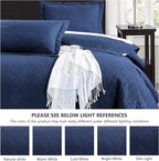Love's cabin King Size Quilt Set Navy Blue Bedspreads - Soft Bed Summer Lightweight Bedspread Comforter - Modern Style Wave Pattern Coverlet for All Season - 3 Pieces (1 Quilt, 2 Pillow Shams)