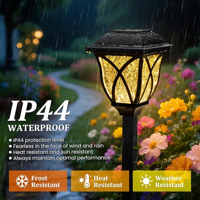 GIGALUMI Solar Lights Outdoor Waterproof, 8 Pack LED Solar Garden Lights, Outdoor Decorations, Garden Decor for Yard, Patio, Landscape, Planter, Walkway (Warm White)