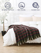 ZonLi Christmas Plaid Throw Blanket, 50" x 60" Christmas Decorative Blankets, Decorative Vintage Throws with Tassel for Couch, Bed, Sofa, Chair, Outdoor, Cozy Warm Lightweight Farmhouse Blankets