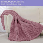 Bigacogo Chunky Knit Throw Blanket for Couch, 40x60 inches, 100% Hand Knitted with Thick Jumbo Chenille Yarn, Cozy Soft Large Rope Knot Cable Crochet Blankets for Sofa Bed Living Room, Burnt Rose