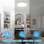 SunRider 4 Pack 12 Inch LED Flush Mount Ceiling Light, 2400LM, 5000K Daylight White, 24W Dimmable Modern Slim Round Flat Ceiling Lights for Bedroom