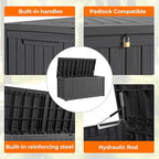 180 Gallon Deck Box Large Outdoor Storage for Patio Furniture,Outdoor Cushions,Garden Tools and Pool Supplies,Waterproof,Resin,Lockable(Black)