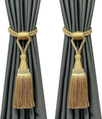Fenghuangwu Curtain Tiebacks Handmade Elegant Curtain Tie Backs Holdbacks with Tassel for Home Office Decor 2 Pack - Gold