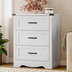3-Drawer Dresser for Bedroom, Small Wooden Chest of Drawers with Metal Handles, Narrow Storage Cabinet with Anti-Tipping Design, Sturdy Dresser Organizer for Closet, Living Room, Entryway