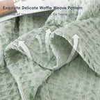PHF Ultra Soft Waffle Weave Throw Blanket 50"x 60"- Washed Lightweight Breathable Cozy Woven Blanket for Bed - Aesthetic Decor for Couch Bedding Sofa Home Car - Sage Green/Mint Green