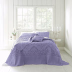 BrylaneHome Bedding Lightweight All Season Modern Amelia Quilted Damask Oversized Ultra Soft Bedspread - Queen, Lavender