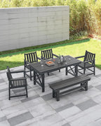 HDPE Outdoor Bench, 55" Patio Bench Outdoor Furniture, Poly Lumber Adirondack Benches, Fade-Resistant HDPE Garden Backless Benches for Park, Poolside, Garden, Porch, Obsidian