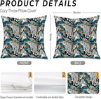 Exotic Tropical Jungle Leopard Print Pillow Covers 18x18, Cheetah Print Room Decor, Tropical Palm Leaf Cheetah Decorative Throw Pillow Covers for Home Bedroom Living Room