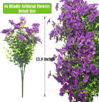 Artificial Fake Flowers for Outdoor Spring Decoration, 16 Bundles Faux Silk Colorful Daisy UV Resistant Realistic for Outside Porch Patio Home Yard Garden Planters Pots Window Box (Purple)