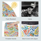 LVTXIII Indoor/Outdoor Inflatable Ottoman, All Weather Round Footrest Stool D21”x H9”, Portable for Patio Garden Camping or Home-Paisley Ummi Multi