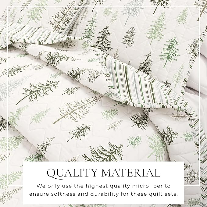 Great Bay Home 3-Piece Reversible Forest Cabin Bedspread Queen Quilt. All-Season, Comfortable, Soft Quilt Set - Truckee