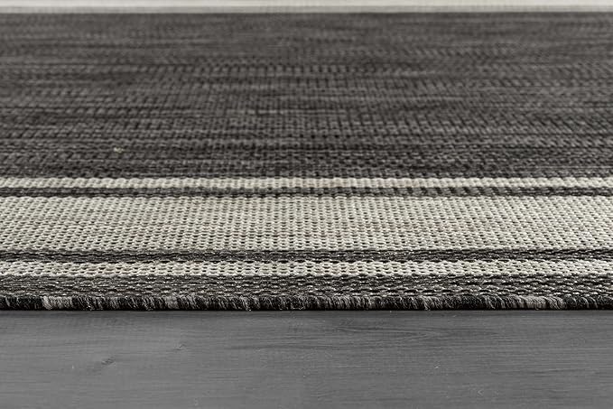 Beverly Rug Outdoor Rug 8x10 Modern Bordered Area Rugs for Indoor and Outdoor Patio Deck Porch Garden Waterproof Weather Sun Resistant Washable Outside Carpet (8 x 10 Dark Gray)