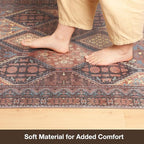 Floor Mat for Home 4×6ft, Easy Clean Plastic Rug-Like Pattern Area Mat for Living Room, Waterproof Vinyl Area Rug for Under Kitchen Table, No Slip Soft Vintage Rug for High Traffic Area (Brown)