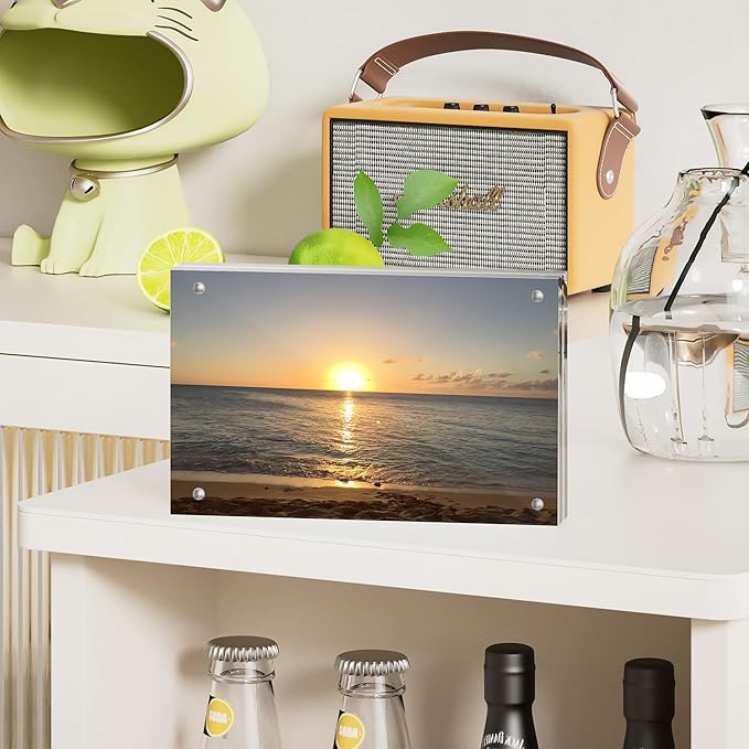 5x7 Acrylic Magnetic Picture Frames 5x7 Clear Picture Frames,5 by 7 Frameless Acrylic Photo Frame,Free Stand Double Side Picture Frame with Gift Box