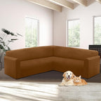 HDCAXKJ Sectional Couch Cover L Shape Stretch Sofa Covers Washable Jacquard Corner Couch Slipcover Non Slip Sectional Slip Cover U Shaped Furniture Protector for Pets Dogs (Caramel, Small)