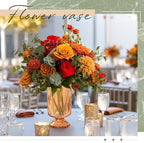 6 Pcs (H:7" W:4") Embossed Flower Vase Fall Pedestal Glass Vase Big Base Thickened Crystal Vintage Vases for Autumn Wedding Home Decor Table Centerpiece House Warming Gifts(Amber)