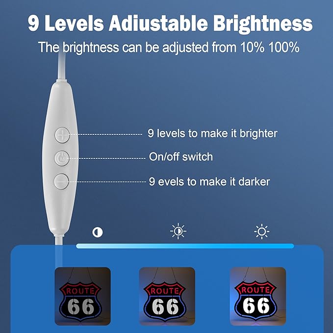 Ultrathin Route 66 Neon Sign Art Wall Lights for Bedroom Windows Glass Hotel Pub Cafe Wedding Birthday Party Gifts