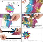 Hausse 10 Pack Reflective Pinwheels Wind Spinner, Extra Sparkly Rainbow Pinwheel with Stakes, Bird Repellent Blinder Devices Deterrent to Scare Birds Away from Yard Patio Farm Garden, Colorful