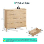 LINSY HOME Fluted Dresser for Bedroom with 8 Drawers, 47" Wide Mid Century Modern Dressers, Tall Boho Chest of Drawers, Large Wood Accent Storage Cabinet for Living Room, Curved Profile Design, Oak