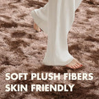 5x7 Ft Shag Brown Area Rug for Bedroom Living Room, Tie-Dyed Ultra Soft Fluffy Furry Rugs for Indoor Floor, Aesthetic Carpet for Kids Home Decor (Coffee)