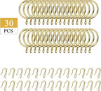 Hotop 60 Pieces 1.65 Inch Metal Drapery Curtain Rings Curtain Hanging Rings and 60 Pieces Metal Drapery Pin Hooks for Drapes Window Door Shower (Gold)
