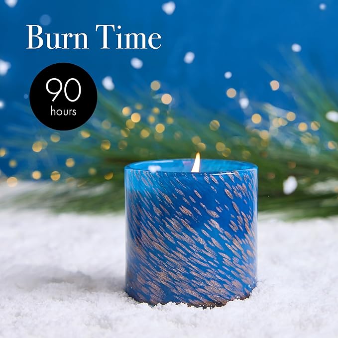 LAFCO New York 2025 Holiday Signature Candle, Eight Nights’ Light - 15.5 oz - 90-Hour Burn Time - Reusable, Hand Blown Glass Vessel - Made in The USA