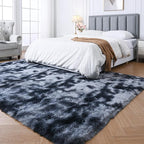 Fluffy Rug 5x7 Bedroom Rugs: Shag Rug for Bedroom - Area Rug 5x7 Grey Plush Fuzzy Soft Carpet for Living Room (Tie-Dyed Dark Gray)