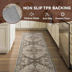 Runner 2x8 Runners for Hallways Runner-Rugs for Bedroom Soft Kitchen Machine Washable Vintage Oriental Floral Medallion Laundry Rug Non Slip Beige