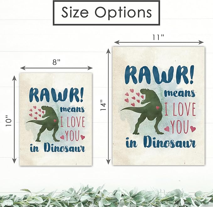 RAWR! Means I Love You In Dinosaur Art Print - 8x10 | Charming and Playful Art Print | Perfect for Kids' Rooms, Playrooms, or Nurseries | Unframed Dinosaur-themed Wall Art