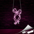Bow Neon Sign, Neon Signs for Wall Decor Neon Pink Ribbon Bow LED Signs Room Neon Light Up Signs Home Decor for Bedroom Club Party Bar Shop USB Operated