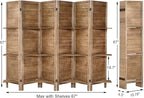 Room Divider with Shelves, Privacy Screen, Room Dividers and Folding Privacy Screens, 6 Panel Wood Temporary Wall Partition Separation Separator, Brown