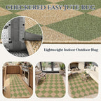 Lahome Checkered Green Runner Rug, 2x8 Carpet Runners for Hallway 8ft Non Slip Entryway Rug, Farmhouse Checkerboard Non Shedding Kitchen Mats for Floor Laundry Corridor