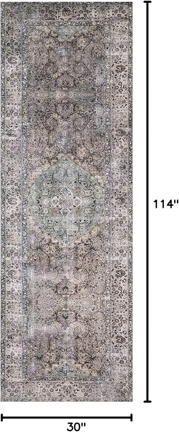 Loloi Layla Collection LAY-06 Taupe/Stone 2'-6" x 9'-6" .13" Thick Runner Rug, Soft, Durable, Vintage Inspired, Distressed, Low Pile, Non-Shedding, Easy Clean, Printed, Living Room Rug