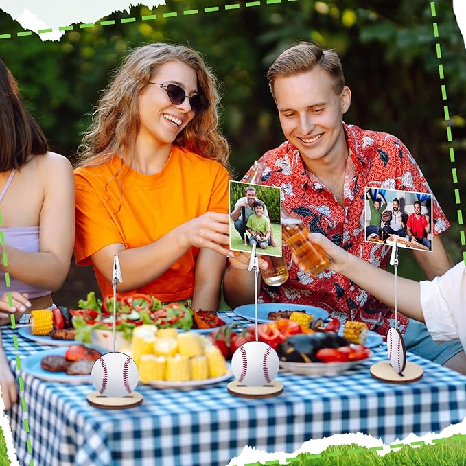 20 Pcs Base Memo Clip Holder Table Number Card Place Holders Stand Note Paper Clip Centerpieces for Table Party Favors Photo Stand Events Decoration(Baseball)