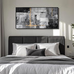 Framed Extra Large Abstract Wall Art for Living Room, Modern Horizontal Gray Canvas Prints Paintings Artwork for Walls, Black Grey Pictures for Hallway DiningRoom Bedroom Office Wall Decor Big Size 30x60 In