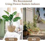 Athaliah Plant Basket Set of 3, Indoor Woven Planter Baskets with Plastic Liner, Water Hyacinth and Corn Husk Decorative Pots for Rustic Home & Floor Plant Decor (Natural Color-3)