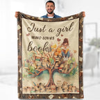 Book Lover Blanket Gifts for Women Girls - Just A Girl Who Loves Books Themed Throw for Kids Teen Adults Reader Soft Fleece Cozy Couch Birthday Christmas Lightweight Blanket 50"x60"