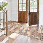 Lahome Moroccan Trellis Washable Runner Rug, 2x6 Kitchen Runners for Hallways 6 Feet Non Slip, Vintage Laundry Room Rug Ultra-Thin Long Carpet for Bathroom Bedroom Entryway, Cream/Multi