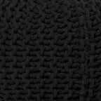 REDEARTH Round Pouf Foot Stool Ottoman - Hand Knitted Bean Bag - Cord Boho Pouffe - Cable Poof Footrest for Living Room - Nursery - Bedroom - Patio - 100% Cotton - Home Decor (19.5"x19.5"x14") - Black