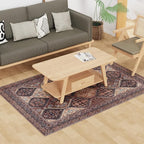 Floor Mat for Home 4×6ft, Easy Clean Plastic Rug-Like Pattern Area Mat for Living Room, Waterproof Vinyl Area Rug for Under Kitchen Table, No Slip Soft Vintage Rug for High Traffic Area (Brown)