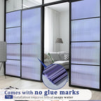 Beautyhero Window Privacy Film, Frosted Reeded Glass Cling, 3D Decorative Coverings with UV Blocking, Adhesive Stickers for Bathroom Doors Cabinet