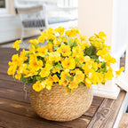 Fall Flowers Fake Flowers for Outdoors Autumn Decoration, 6 Bundles Faux Silk Hibiscus Artificial Plants Realistic UV Resistant Tropical Flowers for Outside Planter Patio, Yellow