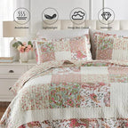 Secgo King Comforter Set for Bed - 100% Cotton Quilts King Size, Black Bedspreads (98 * 104Inch) with 2 Pillow Shams, Patchwork Reversible Lightweight Bedding