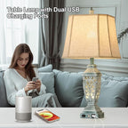 AIDENOEY Farmhouses Table Lamp with USB & USB-C Charging Ports, 3-Color Dimmable & Stepless Bottom Dimming, Touch Control & Switch, Vintage Bedside Lamp for Bedroom Living Room Office,(27.5" high)