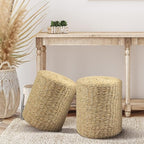 Wimarsbon Decor Round Pouf Ottoman Single Strand Paper Rope Pouf Footrest, Foot Stool, for Bed Room Living | Room | Accent Seat (Brown Paper Rope