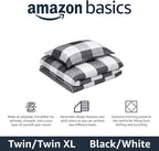 Amazon Basics Lightweight Microfiber Comforter Sets, 2-Pieces, Black/White,Checkerboard,Twin/Twin XL