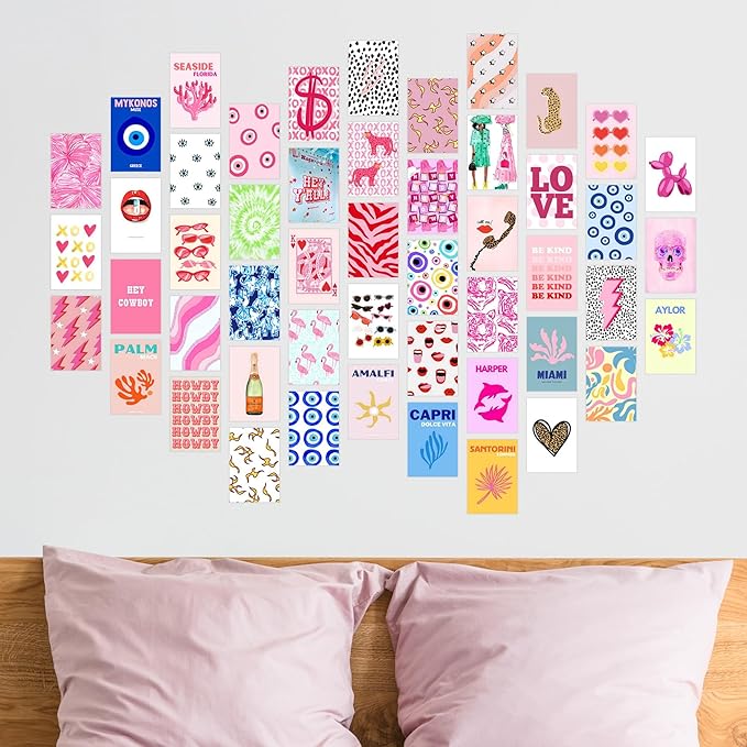 Y2K BOO Preppy Wall Collage Kit - 50 Trendy Preppy Aesthetic Photos for Dreamy Spaces, Perfect Preppy Room Decor, Teens' Preppy Photo Collage Kit 4x6, Stylish Dorm Wall Art